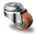 Koło skrętne fi 35mm,piasta metalowa,bieżnia poliuretanowa,mocowane otwór